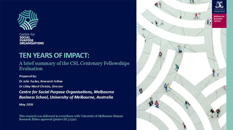 Image of Front Page of Ten Years of Impact CSL Centenary Fellowships Report document